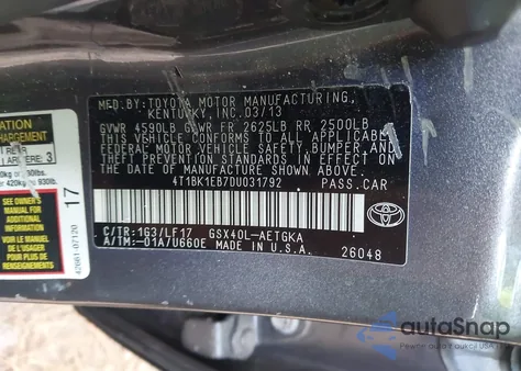 2013 Toyota Avalon Xle Premium z USA, uszkodzony, nr VIN 4T1BK1EB7DU031792